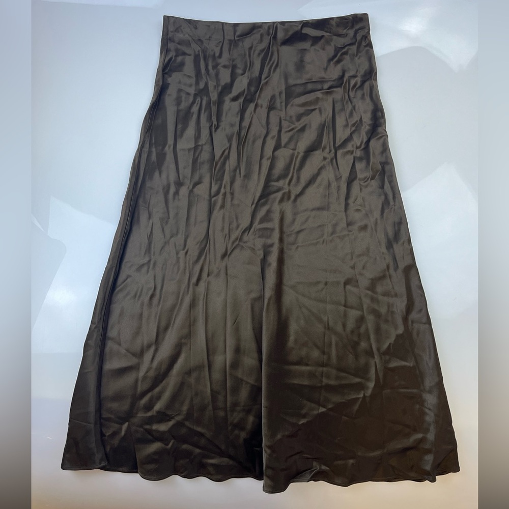 Rails Olive Satin Midi Skirt - Picture 3 of 7